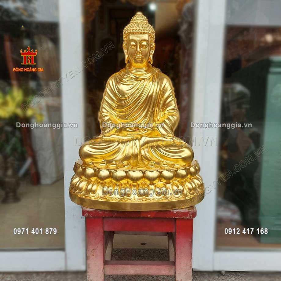 Pho tượng Phật Thích Ca Mâu Ni bằng đồng dát vàng 24K cao cấp